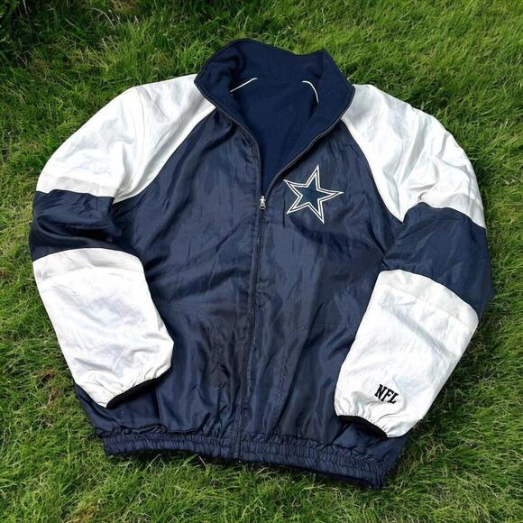 Rare! Vintage NFL Dallas Cowboys Reversible Jacket Men XL Fleece Y2K Star Logo - Picture 2 of 12